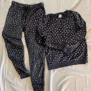 Secret Treasures Gray Leopard Print Loungewear Set S 4-6